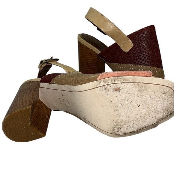 Cole Haan Tabby High Slingback Peep Toe Dress Sandals  Zinfandel/Dune color - Picture 9 of 14